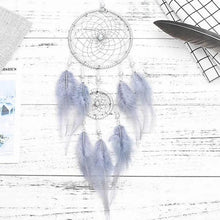 Load image into Gallery viewer, New Luxury Original Silver Gray Dream Catcher 2 Ring Feather Hanging Art Gifts To Bestie Friends Creative Valentine's Day Gifts