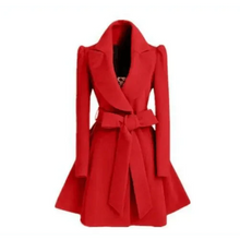 Load image into Gallery viewer, New Popular Women's Woolen Windbreaker Overcoat Jacket Coats Red XL Autumn And Winter Long Windbreaker Overcoat Fashionable Coat Jacket