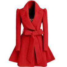 Load image into Gallery viewer, New Popular Women's Woolen Windbreaker Overcoat Jacket Coats Red XL Autumn And Winter Long Windbreaker Overcoat Fashionable Coat Jacket