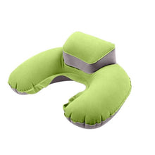 Load image into Gallery viewer, New Portable U Shape Air Inflatable Travel Pillow Support Flocking PVC Ultra Soft Comfort Neck Travel Pillow Neck Pillow for Airplane Travel Inflatable Neck Pillow for Airplane with 3D Contoured Eye Masks Adjustable Neck Support Pillow for Traveling