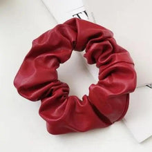 Load image into Gallery viewer, New Red PU Leather Hair Tie Autumn Large Girls Winter Comfortable Ponytail Hair Bands Strong Elastic Grip Women Hair Accessories