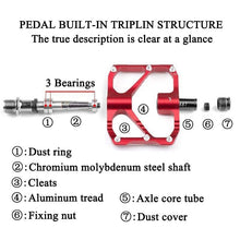 Load image into Gallery viewer, New Road Bike Pedal Non-Slip Ultra-Light Aluminum 3 Ball Bearing Cycling Pedals Mountain Bike Pedals Pedals Aluminum Bicycle Flat Platform Pedals Lightweight Non-Slip Sealed Bearing For Road Mountain