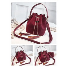 将图片加载到图库查看器,New Sizzling Mini Crossbody Handbags Cute Bucket Bag Organizer Small Tassel PU Leather Womens Shoulder Messenger Bags