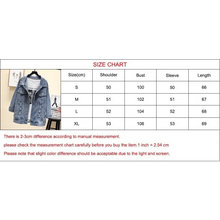 将图片加载到图库查看器,New Sizzling Women's Denim Jacket Fashionable Streetwear Letter Stylish Chic Printed Ripped Holes Jean Patchwork Jeans Female Coat