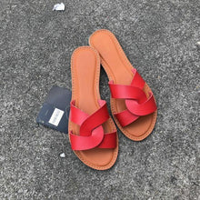 将图片加载到图库查看器,New Slides Women Summer Slippers Outdoor Summer Beach Shoes Fashion Slip-On Woman Slippers Leather Sandals Women's Flip Flops Leather Slide Beach Pool Slipper Sandals