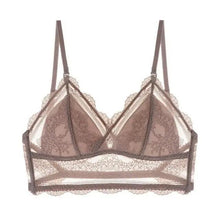 Load image into Gallery viewer, New Splendid French Style Lingerie Soft Bralette Deep V Lace Wireless Triangular Padded Cups Backless Bra