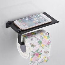 Load image into Gallery viewer, NEW Stainless Steel Toilet Paper Holder BathroomPaper Phone Holder Shelf Towel Roll shelf Accessories Toilet Paper Holder with Phone Shelf Aluminum Bathroom Accessories Tissue Roll Dispenser Storage Rack Wall Mounted Modern Paper Towel Adapter