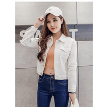 Load image into Gallery viewer, New Stunning Long Sleeve Winter Slim White Black Jeans Top For Women Solid Denim Jacket Women Short Overcoat For Ladies
