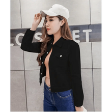 Load image into Gallery viewer, New Stunning Long Sleeve Winter Slim White Black Jeans Top For Women Solid Denim Jacket Women Short Overcoat For Ladies