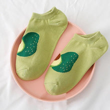 Load image into Gallery viewer, Solid Color Avocado Printed Socks Casual Joker Cotton Short Socks Ladies Fruit Print Concise College Style Breathable Cotton Short Socks For Men And Women