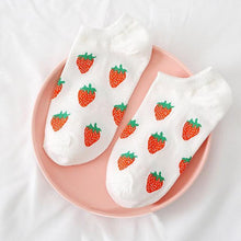 Load image into Gallery viewer, Solid Color Avocado Printed Socks Casual Joker Cotton Short Socks Ladies Fruit Print Concise College Style Breathable Cotton Short Socks For Men And Women