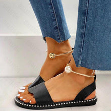 将图片加载到图库查看器,New Summer Women's Pearly Sandals Slippers Shoes Women Flats Sandals Flip Flop Casual Flat Slingback Pearl Sandals Fashion Beach Flip Flops Sandals Outdoor Slippers Round Toe Shoes