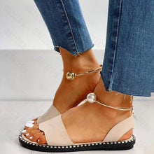 将图片加载到图库查看器,New Summer Women's Pearly Sandals Slippers Shoes Women Flats Sandals Flip Flop Casual Flat Slingback Pearl Sandals Fashion Beach Flip Flops Sandals Outdoor Slippers Round Toe Shoes