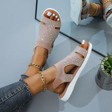 将图片加载到图库查看器,New Summer Women Sandals Shoes Blue Casual Woman Flats Buckle Strap Fashion Beach Shoe Modern Slide Square Open Toe One Band Cute Slip On Flat Dressy Casual Summer Sandals