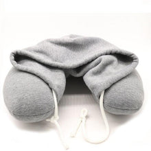 Load image into Gallery viewer, New Travel Hooded U-Shaped Pillow Cushion Car Office Airplane Head Rest Neck Neck Pillow Inflatable Travel Pillow Comfortably Supports The Head Support U-Shaped Luxury Memory Foam Neck Travel Pillow with Hoodie Neck Pillow