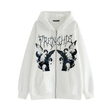 Load image into Gallery viewer, New Trendy Vintage Hip Hop Streetwear Women Hoodies Angel Dark Print Zipper Jacket Coat Hooded Top Clothes Men Women Punk Outwear