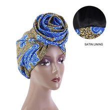 Load image into Gallery viewer, New Vintage African Print Stretch Bandana Head Wrap Long Scarf satin Floral Women Party Turban Headwear Cap Hair Accessories