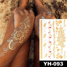 将图片加载到图库查看器,New Waterproof Temporary Tattoo Sticker Golden Silver Flower Jewelry Flash Fashion Different Design Tattoos For Womens