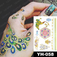 将图片加载到图库查看器,New Waterproof Temporary Tattoo Sticker Golden Silver Flower Jewelry Flash Fashion Different Design Tattoos For Womens