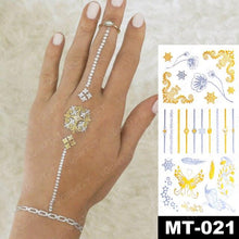 将图片加载到图库查看器,New Waterproof Temporary Tattoo Sticker Golden Silver Flower Jewelry Flash Fashion Different Design Tattoos For Womens