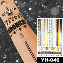 将图片加载到图库查看器,New Waterproof Temporary Tattoo Sticker Golden Silver Flower Jewelry Flash Fashion Different Design Tattoos For Womens