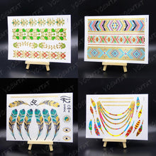 将图片加载到图库查看器,New Waterproof Temporary Tattoo Sticker Golden Silver Flower Jewelry Flash Fashion Different Design Tattoos For Womens