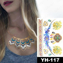 将图片加载到图库查看器,New Waterproof Temporary Tattoo Sticker Golden Silver Flower Jewelry Flash Fashion Different Design Tattoos For Womens