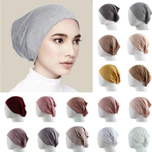 Load image into Gallery viewer, New Winter Autumn Soft Solid Color Inner Hijab Cap Lightweight Muslim Turban Elegant Hijab Caps Hat Islam Under Scarf Undercap Bonnet Color Soft Jersey Stretch Hijab's Tube Cap Hat Hijab Bonnet Muslim Women Scarf Turbans Head For Women
