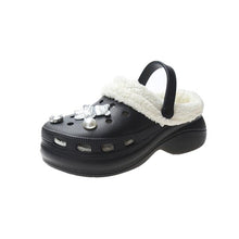 Load image into Gallery viewer, New Winter Crystal Shallow Home Cotton Shoes Flats Flip Flops Women Casual Warm Hollow Short Plush Slippers Unisex Garden Clogs Shoes Classic Lined Clog Warm And Fuzzy Slippers Indoor Soft Comfortable Clogs