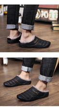 将图片加载到图库查看器,New Winter Slippers For Men Warm Indoor Shoes Short Plush Flat Heel Slipper Waterproof Nonslip Home Slippers Slip-on House Shoes With Arch Support Warm Faux Fur Lined Rubber Sole