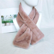 Load image into Gallery viewer, New Winter Solid Color Warm Thicken Soft Collar Scarf Faux Rabbit Fur Neckerchief Plush Warm Hot Scarfs Cross Collar Scarf Shawl Solid With Pearl Elegant For Women