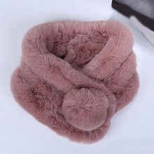 Load image into Gallery viewer, New Winter Solid Color Warm Thicken Soft Collar Scarf Faux Rabbit Fur Neckerchief Plush Warm Hot Scarfs Cross Collar Scarf Shawl Solid With Pearl Elegant For Women
