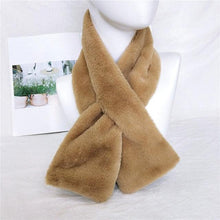 Load image into Gallery viewer, New Winter Solid Color Warm Thicken Soft Collar Scarf Faux Rabbit Fur Neckerchief Plush Warm Hot Scarfs Cross Collar Scarf Shawl Solid With Pearl Elegant For Women
