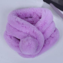 Load image into Gallery viewer, New Winter Solid Color Warm Thicken Soft Collar Scarf Faux Rabbit Fur Neckerchief Plush Warm Hot Scarfs Cross Collar Scarf Shawl Solid With Pearl Elegant For Women