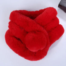 Load image into Gallery viewer, New Winter Solid Color Warm Thicken Soft Collar Scarf Faux Rabbit Fur Neckerchief Plush Warm Hot Scarfs Cross Collar Scarf Shawl Solid With Pearl Elegant For Women