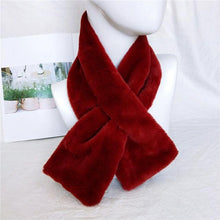 Load image into Gallery viewer, New Winter Solid Color Warm Thicken Soft Collar Scarf Faux Rabbit Fur Neckerchief Plush Warm Hot Scarfs Cross Collar Scarf Shawl Solid With Pearl Elegant For Women