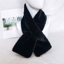 Load image into Gallery viewer, New Winter Solid Color Warm Thicken Soft Collar Scarf Faux Rabbit Fur Neckerchief Plush Warm Hot Scarfs Cross Collar Scarf Shawl Solid With Pearl Elegant For Women