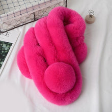 Load image into Gallery viewer, New Winter Solid Color Warm Thicken Soft Collar Scarf Faux Rabbit Fur Neckerchief Plush Warm Hot Scarfs Cross Collar Scarf Shawl Solid With Pearl Elegant For Women