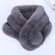 Load image into Gallery viewer, New Winter Solid Color Warm Thicken Soft Collar Scarf Faux Rabbit Fur Neckerchief Plush Warm Hot Scarfs Cross Collar Scarf Shawl Solid With Pearl Elegant For Women