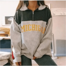 Load image into Gallery viewer, New Winter Women Sweatshirts Vintage Streetwear Letter Printed Hoodies Women Loose Sweatshirt Plus Fleece Keep Warm Men's Letters Embroidered Sleeve Quarter Fleece Vintage Pullover Sweatshirt