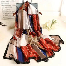 Load image into Gallery viewer, New Women Autumn Winter Fashion Silk Scarf Shawl Beach Headband Female Casual Wear Beach Friendly Spring Silk Scarf Flower Print Silk Scarves Shawls and Wraps Long Size Beach Stoles