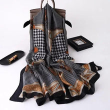 Load image into Gallery viewer, New Women Autumn Winter Fashion Silk Scarf Shawl Beach Headband Female Casual Wear Beach Friendly Spring Silk Scarf Flower Print Silk Scarves Shawls and Wraps Long Size Beach Stoles