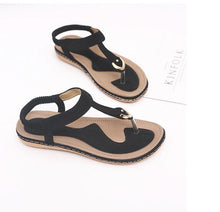 Load image into Gallery viewer, New Women Sandals Flat Heel Summer Casual Flip Flops Single Ladies Shoes Woman Soft Sole Slippers Summer Casual Flat Ankle T-Strap Thong Elastic Comfortable Flip Flops Beach Shoes Sandal