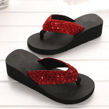 Load image into Gallery viewer, New Women Solid Slides Sandals Thickness Sequin Shoes Slippers Beach Shoes House Non-Slip Slippers Thick Sequin Sandals For Indoor Outdoor Breathable Shoes