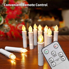 Load image into Gallery viewer, New Year Christmas LED Candles Taper Candles Flickering With Remote Timer Battery Operated Waterproof Christmas Tree Candles, Warm White Window Candles Lights Flameless Remote Control Candles For Home Dinner Party Christmas Tree Decoration Lamp