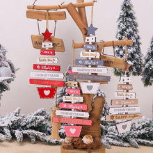 Load image into Gallery viewer, New Year Christmas Tree Bell Pendant Christmas Wooden Hanging Ornaments Letter Pendant Wooden Tree Decorations Star Bird Bow-Knot Letter Bells Design Wooden Hanging Decor For Christmas Tree Wind Wooden Hanging Gift Home Festival Decoration Accessories
