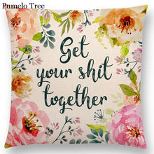 Load image into Gallery viewer, Newest Floral Quotes Decorative Pillow Covers Fresh Flowers Garland Inspirational Words Decorative Cotton Linen Throw Pillow Cushion Covers And Gifts For Women Daughter Mum Best Friend Birthday Home Decorations