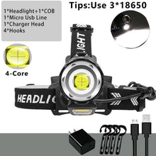 Load image into Gallery viewer, Newest Waterproof XHP199 16-Core Super Bright Powerful Lantern Headlamp XHP110 LED USB Flashlight XHP50 Headlight Rechargeable 18650 Zoom Torch Light