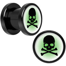 Load image into Gallery viewer, Green Black Skull Black Anodized Screw Fit Plug Set 0G