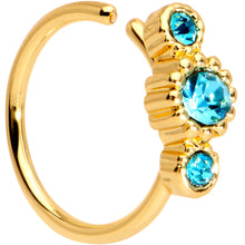 Load image into Gallery viewer, 20G 5/16 Aqua CZ Gold Tone Fashion Fusion Seamless Circular Ring
